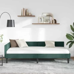 vidaXL Eckbettgestell mit Kopfteil Dunkelgrün 80 cm x 200 cm Samt