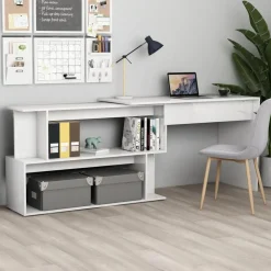 vidaXL Eckschreibtisch Hochglanz-Weiß 200x50x76 cm Holzwerkstoff