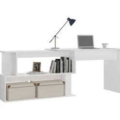 vidaXL Eckschreibtisch Hochglanz-Weiß 200x50x76 cm Holzwerkstoff