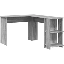 vidaXL Eck-Schreibtisch mit Regal Graues Sonoma 140 x 113,5 x 75 cm