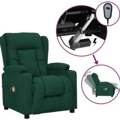 vidaXL Elektrischer Massagesessel Dunkelgrün Stoff