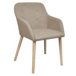 vidaXL Esszimmerstühle 2 Stk. Beige Stoff und Massivholz Eiche