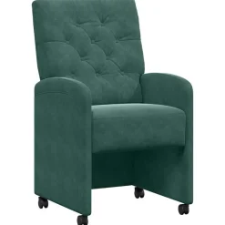 vidaXL Esszimmerstühle mit Rollen 2 pcs Dunkelgrün 58 x 67 x 97 cm