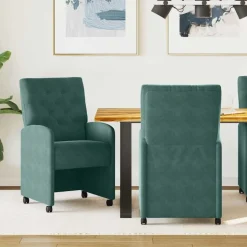 vidaXL Esszimmerstühle mit Rollen 2 pcs Dunkelgrün 58 x 67 x 97 cm