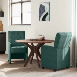 vidaXL Esszimmerstühle mit Rollen 2 pcs Dunkelgrün 58 x 67 x 97 cm