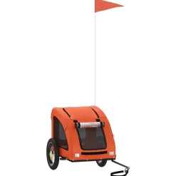 vidaXL Fahrradanhänger für Hunde Orange Oxford-Gewebe und Eisen