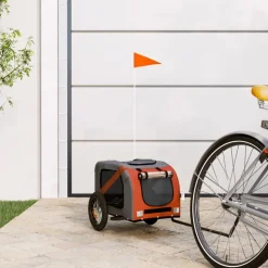 vidaXL Fahrradanhänger Hunde Orange und Grau Oxford-Gewebe und Eisen