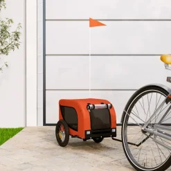 vidaXL Fahrradanhänger Hunde Orange und Schwarz Oxford-Gewebe & Eisen