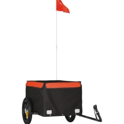 vidaXL Fahrradanhänger Schwarz und Orange 30 kg Eisen