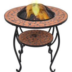 vidaXL Feuertisch Mosaik Keramik Terracotta 68 cm