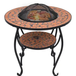 vidaXL Feuertisch Mosaik Keramik Terracotta 68 cm