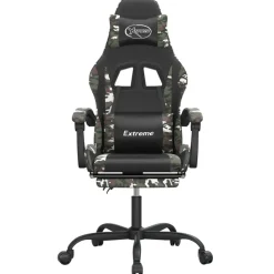 vidaXL Gamingstuhl mit Fußstütze Drehbar Schwarz Tarnfarben Kunstleder