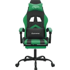 vidaXL Gaming-Stuhl mit Fußstütze Schwarz und Grün Kunstleder