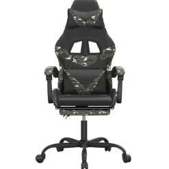 vidaXL Gamingstuhl mit Fußstütze Drehbar Schwarz Tarnfarben Kunstleder