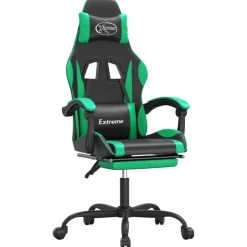 vidaXL Gaming-Stuhl mit Fußstütze Schwarz und Grün Kunstleder