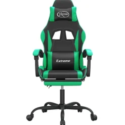 vidaXL Gaming-Stuhl mit Fußstütze Schwarz und Grün Kunstleder