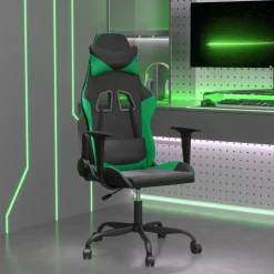 vidaXL Gaming-Stuhl mit Massagefunktion Schwarz und Grün Kunstleder