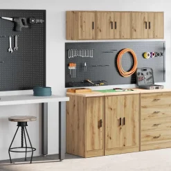 vidaXL Garagenschränke 2 Stk. Artisan-Eiche Holzwerkstoff