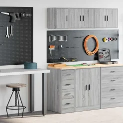vidaXL Garagenschränke 2 Stk. Grau Sonoma Holzwerkstoff