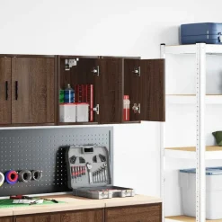 vidaXL Garagen-Wandschränke 2 Stk. Braun Eichen-Optik Holzwerkstoff