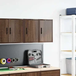 vidaXL Garagen-Wandschränke 2 Stk. Braun Eichen-Optik Holzwerkstoff