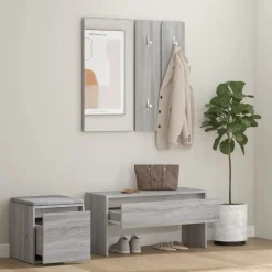 vidaXL Garderoben-Set Grau Sonoma Holzwerkstoff