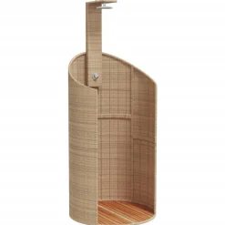 vidaXL Gartendusche Beige 100x100x241,5 cm Poly Rattan Akazienholz