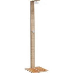 vidaXL Gartendusche Beige 50x55x224 cm Poly Rattan und Akazienholz
