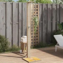 vidaXL Gartendusche Beige 50x55x224 cm Poly Rattan und Akazienholz