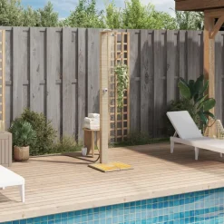 vidaXL Gartendusche Beige 50x55x224 cm Poly Rattan und Akazienholz