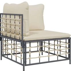 vidaXL Garten-Ecksofa mit Beige Kissen Poly Rattan