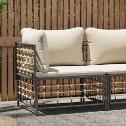 vidaXL Garten-Ecksofa mit Beige Kissen Poly Rattan