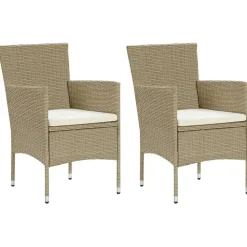 vidaXL Garten-Essstühle 2 Stk. Poly Rattan Beige