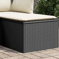 vidaXL Gartenhocker mit Kissen Schwarz 55x55x37 cm Poly Rattan