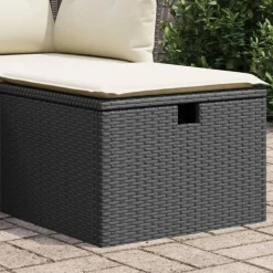vidaXL Gartenhocker mit Kissen Schwarz 55x55x37 cm Poly Rattan