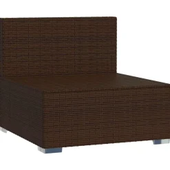 vidaXL Garten-Mittelsofa mit Kissen Braun Poly Rattan