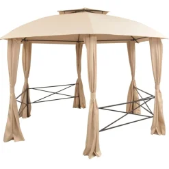vidaXL Gartenpavillon mit Vorhängen Hexagonal 360x265 cm