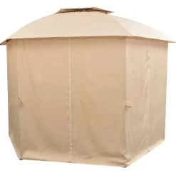 vidaXL Gartenpavillon mit Vorhängen Hexagonal 360x265 cm