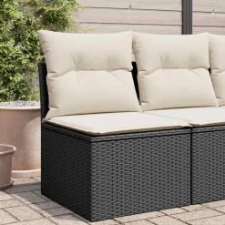 vidaXL Gartensessel ohne Armlehnen mit Kissen Schwarz Poly Rattan