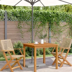 vidaXL Gartenstühle 2 Stk. Beige Massivholz Akazie und Poly Rattan