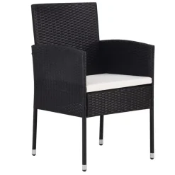 vidaXL Gartenstühle mit Kissen in Cremeweiß 2 Stk. Schwarz Polyrattan