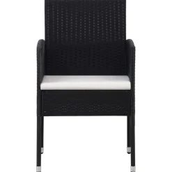 vidaXL Gartenstühle mit Kissen in Cremeweiß 2 Stk. Schwarz Polyrattan