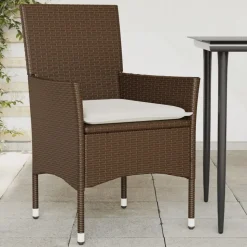 vidaXL Gartenstühle mit Kissen 2 Stk. Braun Poly Rattan