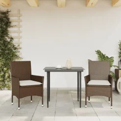 vidaXL Gartenstühle mit Kissen 2 Stk. Braun Poly Rattan