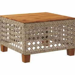 vidaXL Gartentisch Beige 55x55x36 cm Poly Rattan Akazienholz