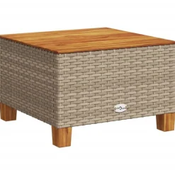 vidaXL Gartentisch Beige 55x55x36 cm Poly Rattan Akazienholz