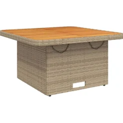 vidaXL Gartentisch Beige 80x80x71 cm Poly Rattan und Akazienholz