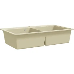 vidaXL Granitspüle Doppelbecken Beige