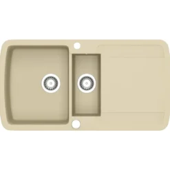 vidaXL Granitspüle Doppelbecken Beige