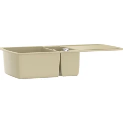 vidaXL Granitspüle Doppelbecken Beige